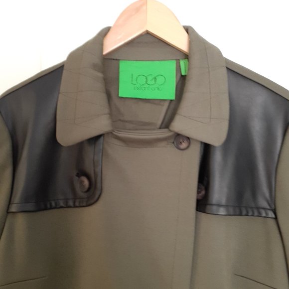 LOGO by Lori Goldstein Jacket with Faux Leather Shoulder Detail Green Size XL - Picture 6 of 12